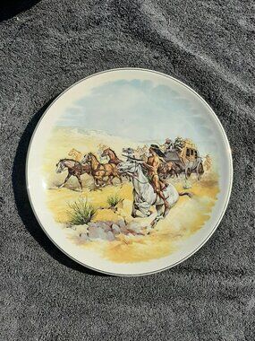 Lord Nelson Pottery Western Scene Stagecoach Horses and Native Americans Plate